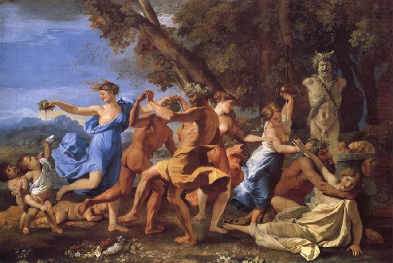 Nicolas Poussin A Bacchanalian Revel Befroe a Term of Pan china oil painting image